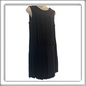 Malandrino Black Sleeveless Dress Sequins Flaps Drop Waist Size EU 40, US 10 Med